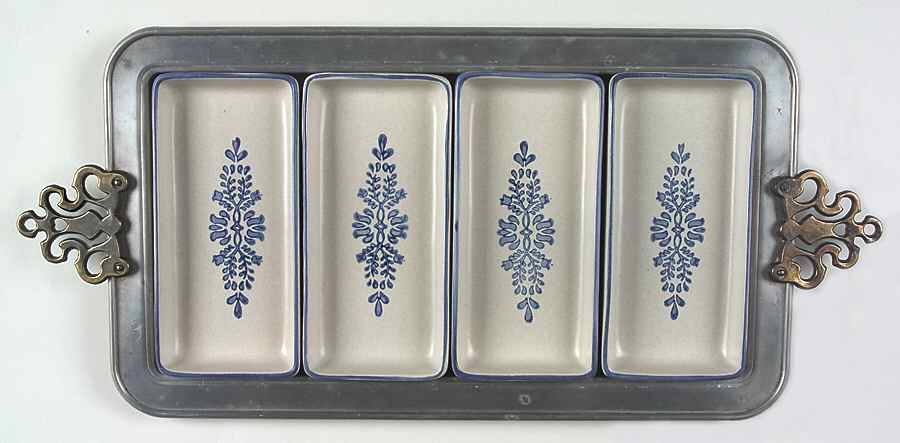 Yorktowne (5 Pc) Relish Set (4 Relish on Metal Tray) by Pfaltzgraff-1
