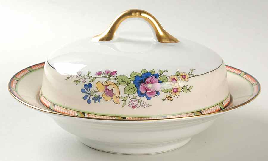 3552 Round Covered Butter with Strainer by Phoenix (Czech)-1