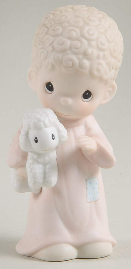 Come Let Us Adore Him-Nativity Flower-Shepherd Holding Lamb - No Box-Flower Trademark by Precious Moments-1
