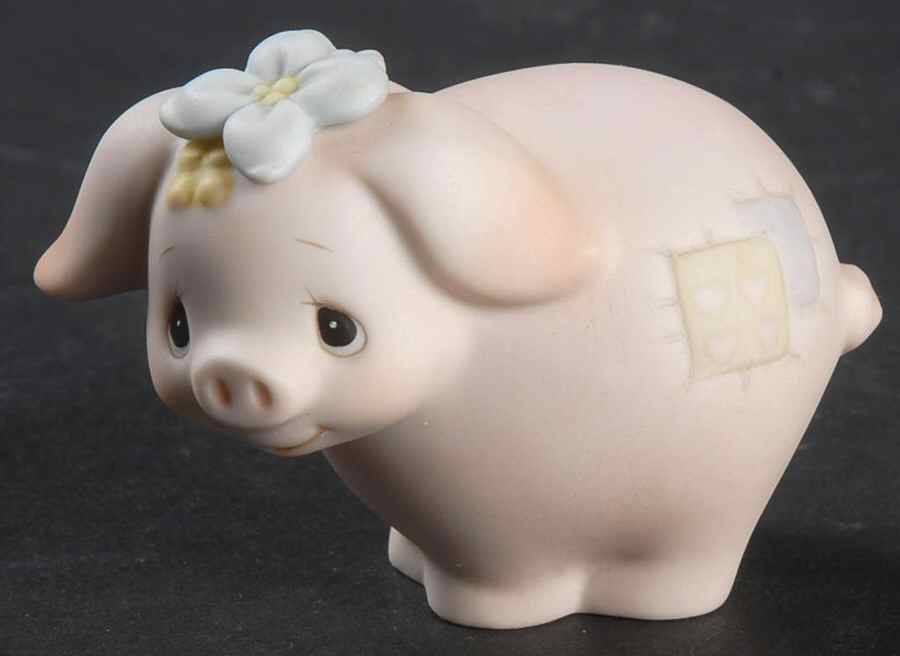 Animal Collection-Pig Cross-Pig With Flower - Cross Trademark, No Box by Precious Moments-1
