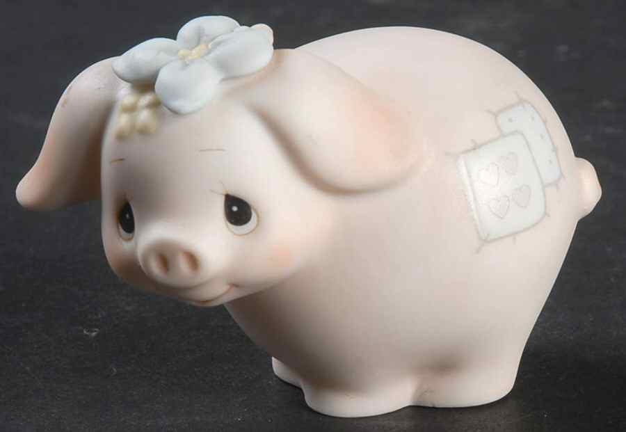 Animal Collection-Pig Cedar Tree-Pig With Flower - Cedar Tree Trademark, No Box by Precious Moments-1