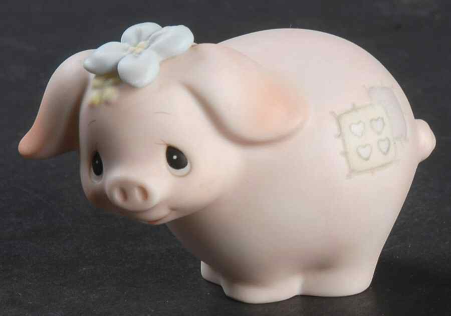 Animal Collection-Pig Olive Branch-Pig With Flower - Olive Branch Trademark, No Box by Precious Moments-1