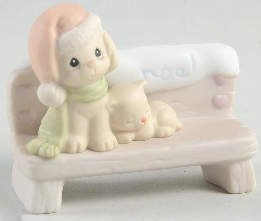 Sugar Town Figurines & Houses Ship-Dog & Kitten On A Bench - With Box, Ship Trademark by Precious Moments-1