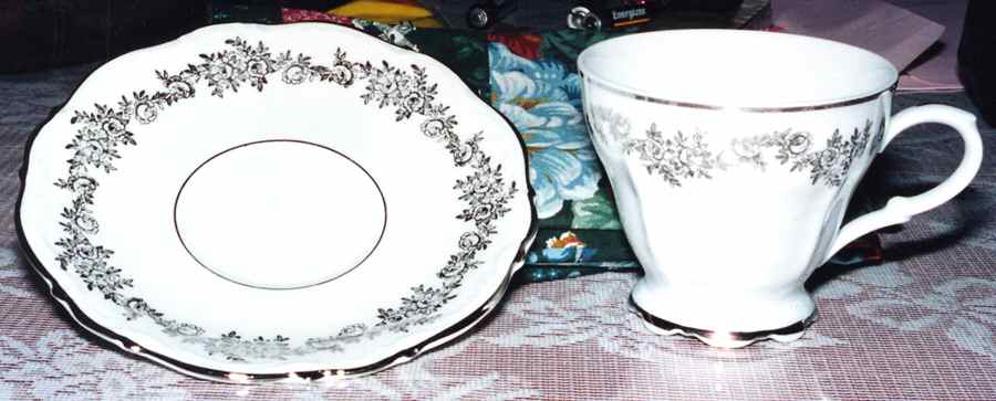 Corsage Footed Cup & Saucer Set by Polaris-1