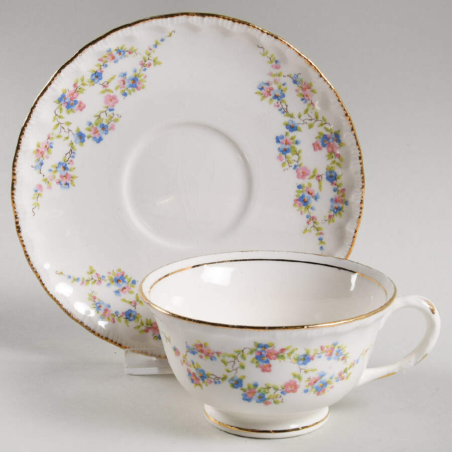 Blue Belle Footed Cup & Saucer Set by Pope Gosser-1