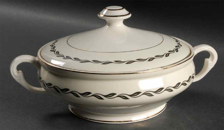 Black Laurel Round Covered Vegetable by Pope Gosser-1