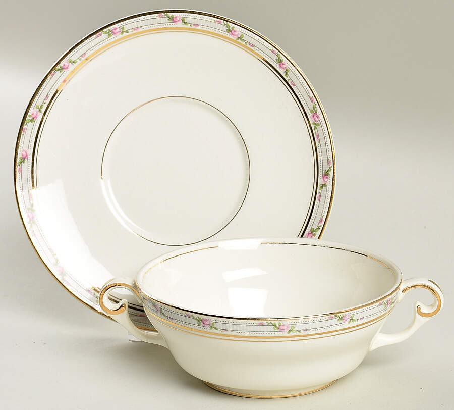 La Belle Flat Cream Soup Bowl & Saucer Set by Pope Gosser-1