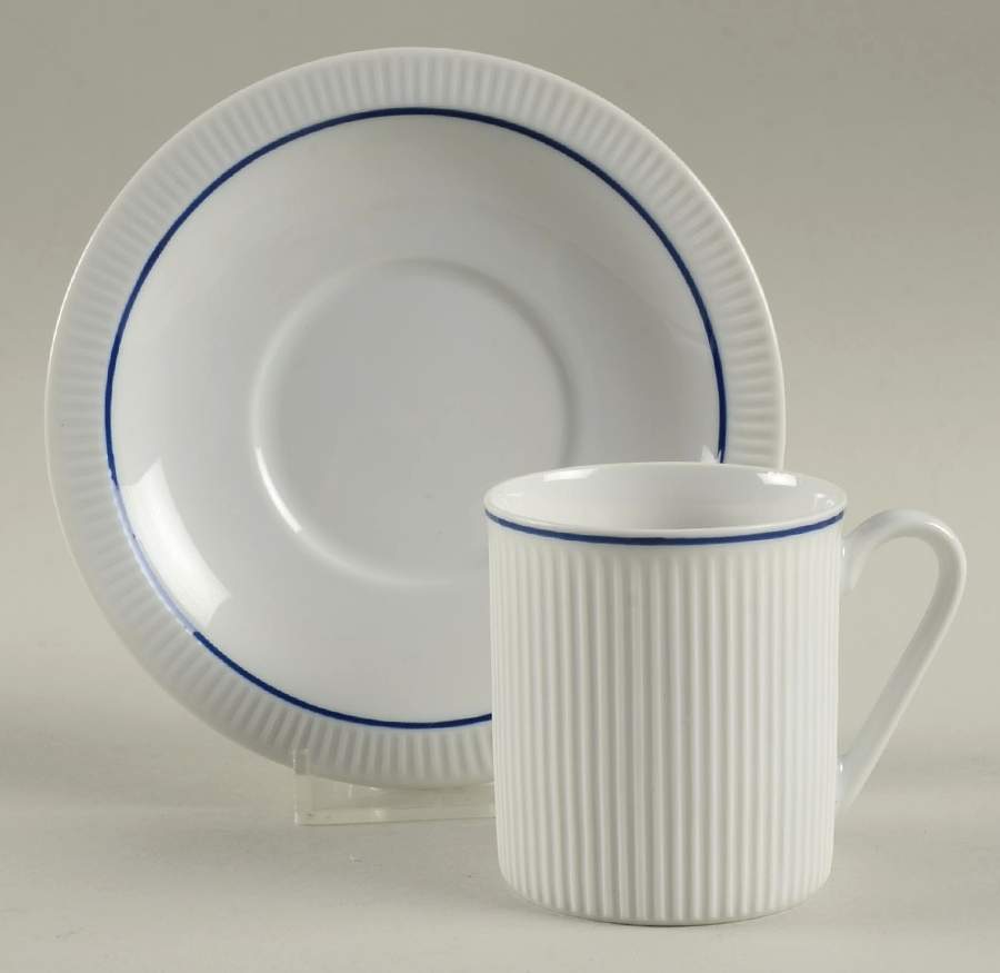Blue Line Flat Demitasse Cup & Saucer Set by Prisma-1
