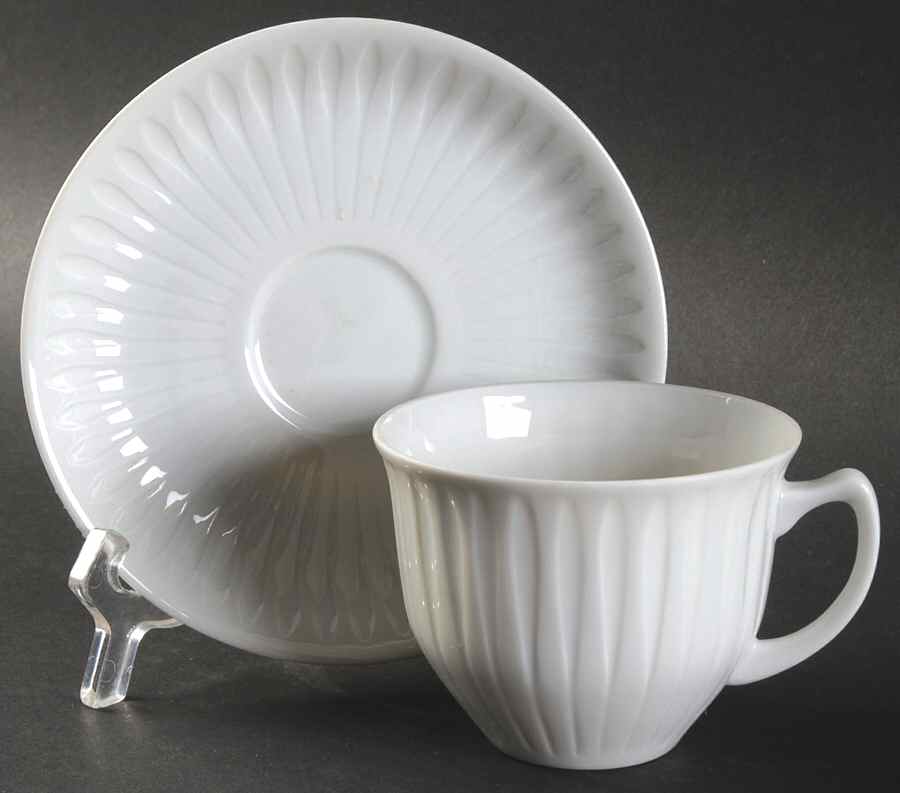Spire White Flat Cup & Saucer Set by Porsgrund-1