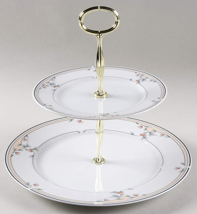 Heritage Blossom 6 5/8"-10"  2 Tiered Serving Tray (Dp, Sp) HC by Princess House-1