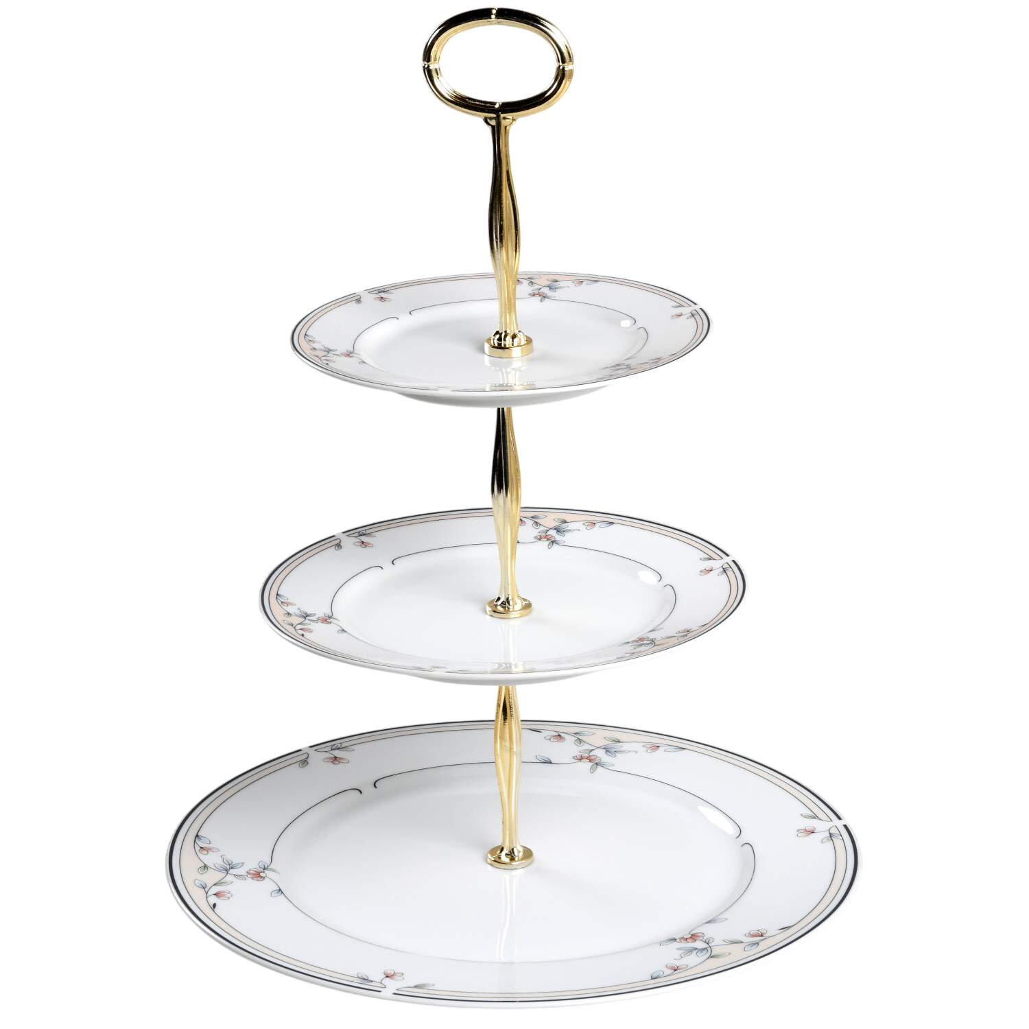 Heritage Blossom 13 7/8"-14 1/4" 3-Tiered Serving Tray(DP,SP,BB) HC by Princess House-1