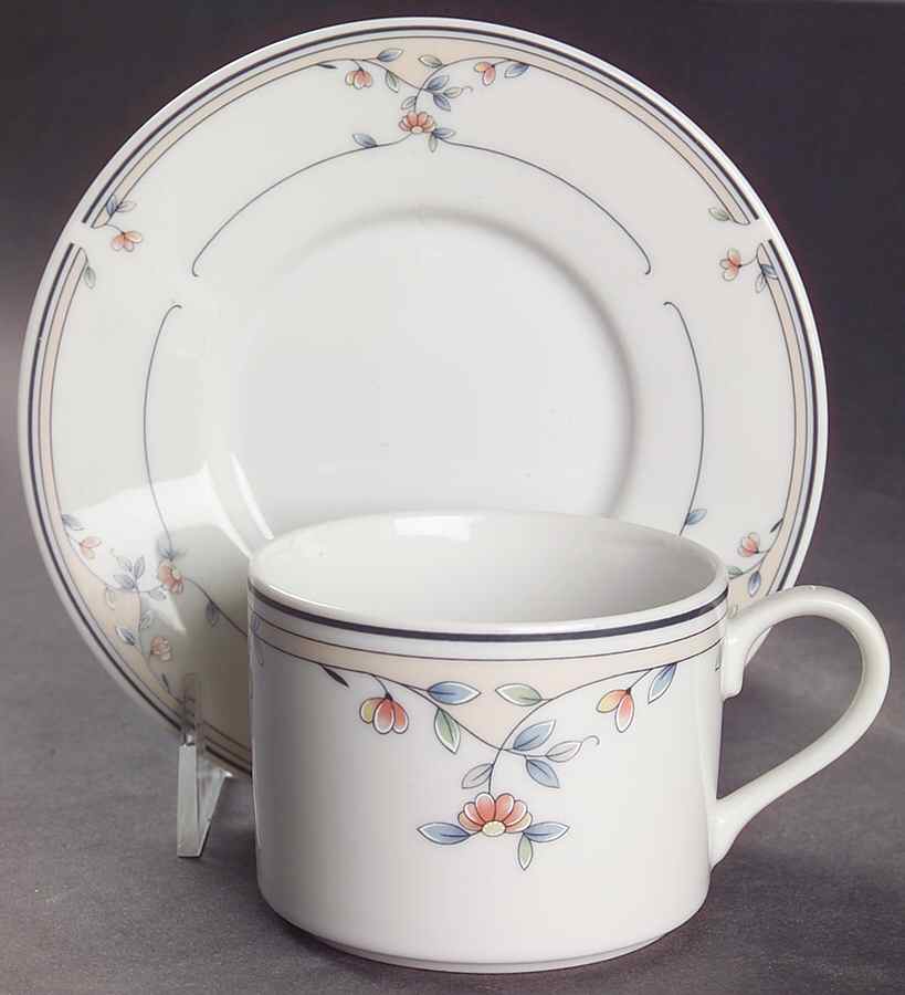 Heritage Blossom Flat Cup & Saucer Set by Princess House-1