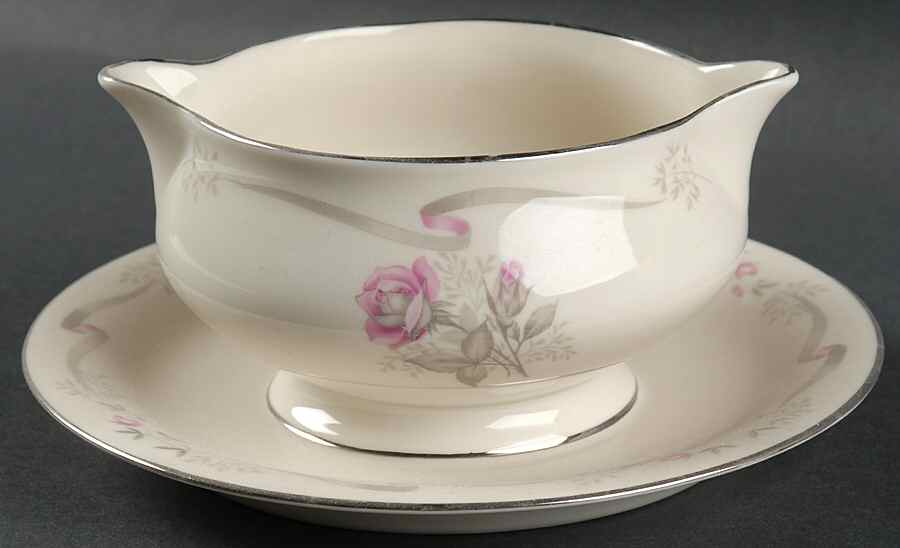 Morland Rose Gravy Boat with Attached Underplate by Nancy Prentiss-1