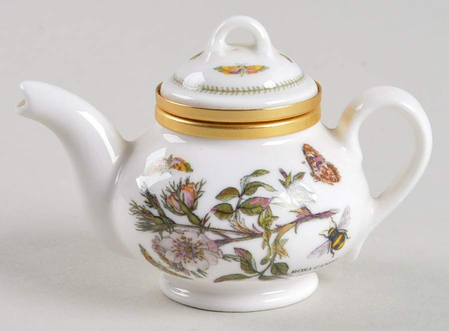Botanic Garden Tea Pot Miniature Box with Hinged Lid by Portmeirion-1
