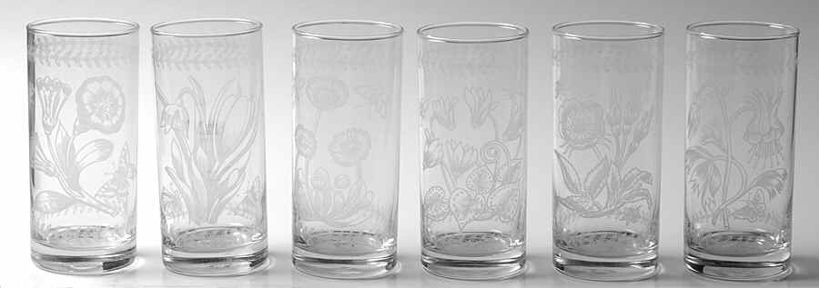 Botanic Garden 10 Oz Etch Highball Glassware (Set of 6) by Portmeirion-1