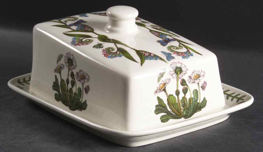 Botanic Garden Cheese Dish with Lid (Wedge) by Portmeirion-1