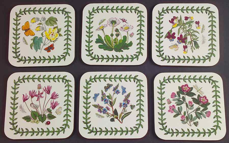 Botanic Garden Square Corkback Coaster - Set of 6 by Portmeirion-1
