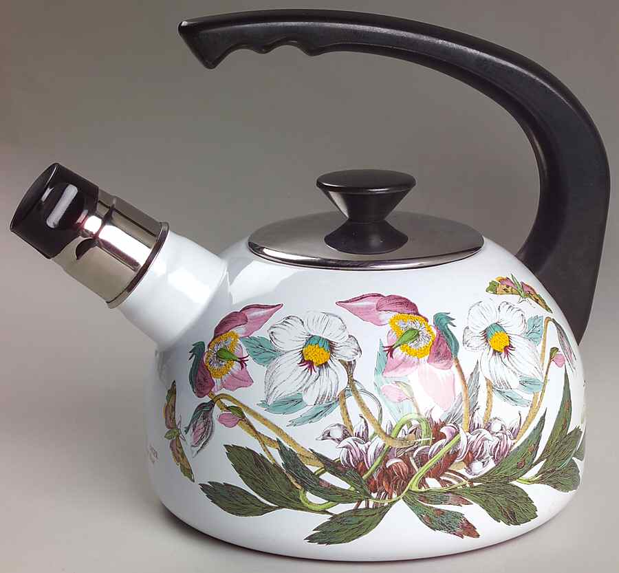 Botanic Garden Metal Kettle & Lid w/Black Handle & Finial by Portmeirion-1