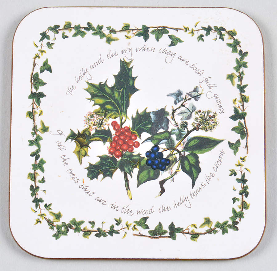 The Holly and The Ivy Cork Back Square Coaster by Portmeirion-1
