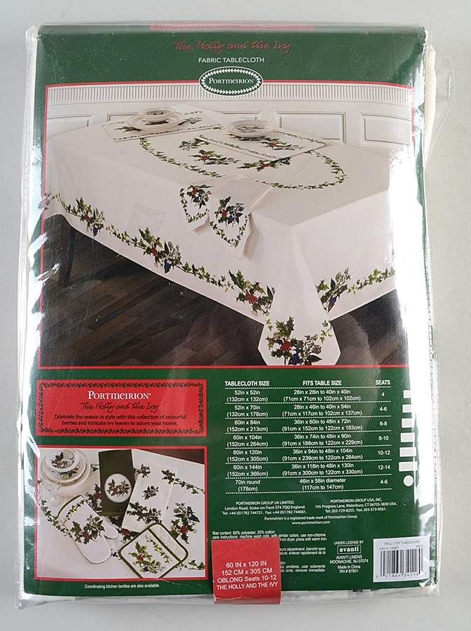 The Holly and The Ivy 60" x 120" Oblong Tablecloth by Portmeirion-1