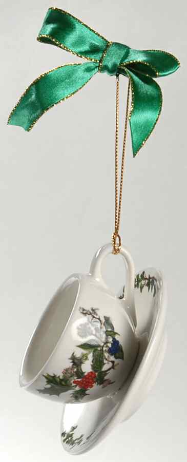 The Holly and The Ivy Teacup & Saucer Ornament by Portmeirion-1