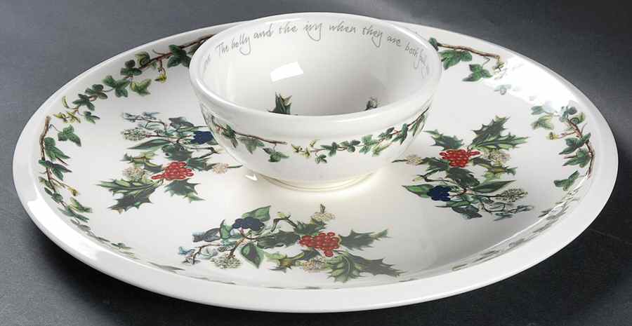 The Holly and The Ivy Chip & Dip (Uses Individual Salad Bowl for Dip) by Portmeirion-1
