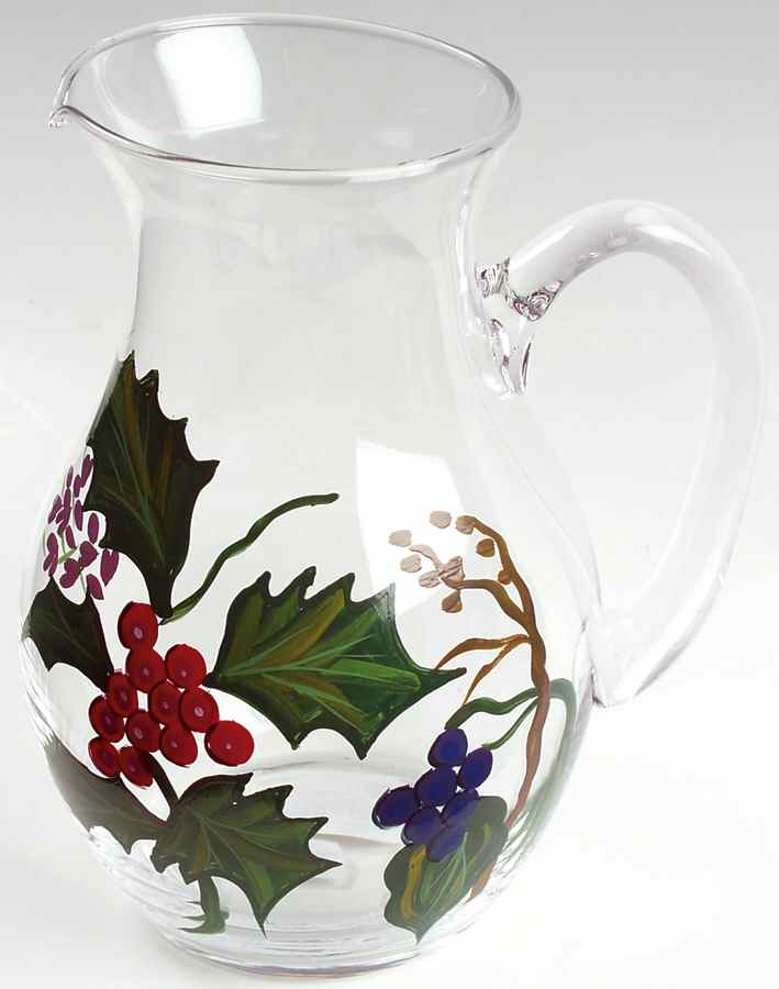 The Holly and The Ivy 56 Oz Glassware Handpainted Pitcher by Portmeirion-1