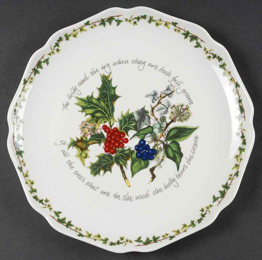The Holly and The Ivy Chip/Dip Plate (Footed Scalloped Sorbet/Dip Bowl) by Portmeirion-1
