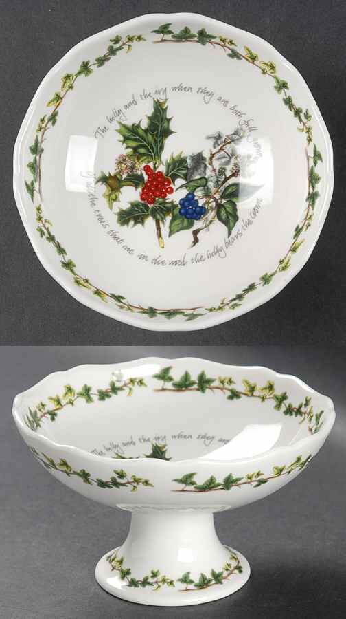 The Holly and The Ivy Footed Scalloped Sorbet/Dip Bowl by Portmeirion-1