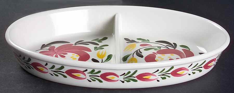 Welsh Dresser 11" Oval Divided Vegetable Bowl by Portmeirion-1