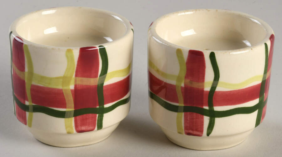 Normandy Plaid Stacking Salt & Pepper Set by Purinton-1