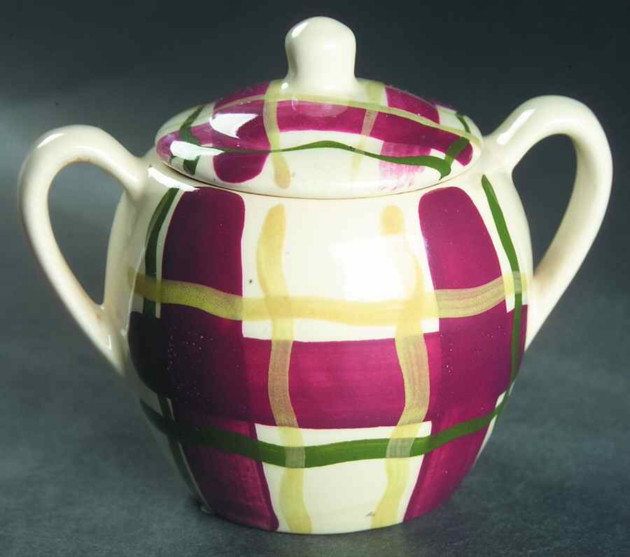 Normandy Plaid Sugar Bowl & Lid by Purinton-1