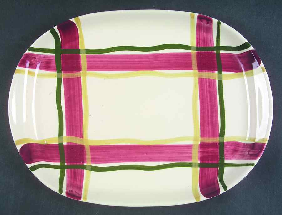 Normandy Plaid 12" Oval Serving Platter by Purinton-1
