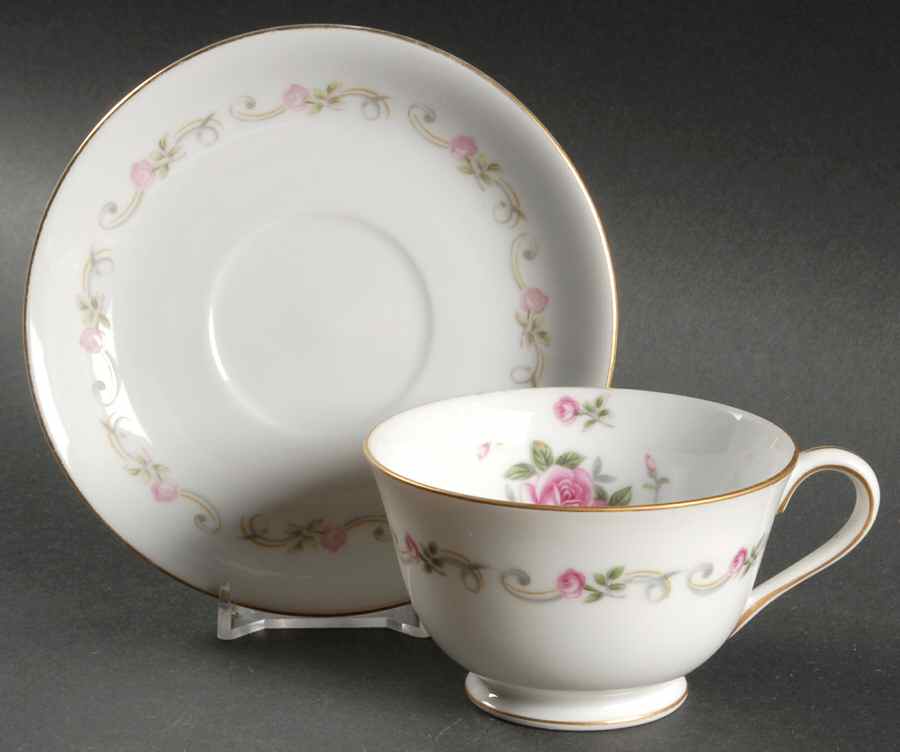 First Love Footed Cup & Saucer Set by Puritan (Japan)-1