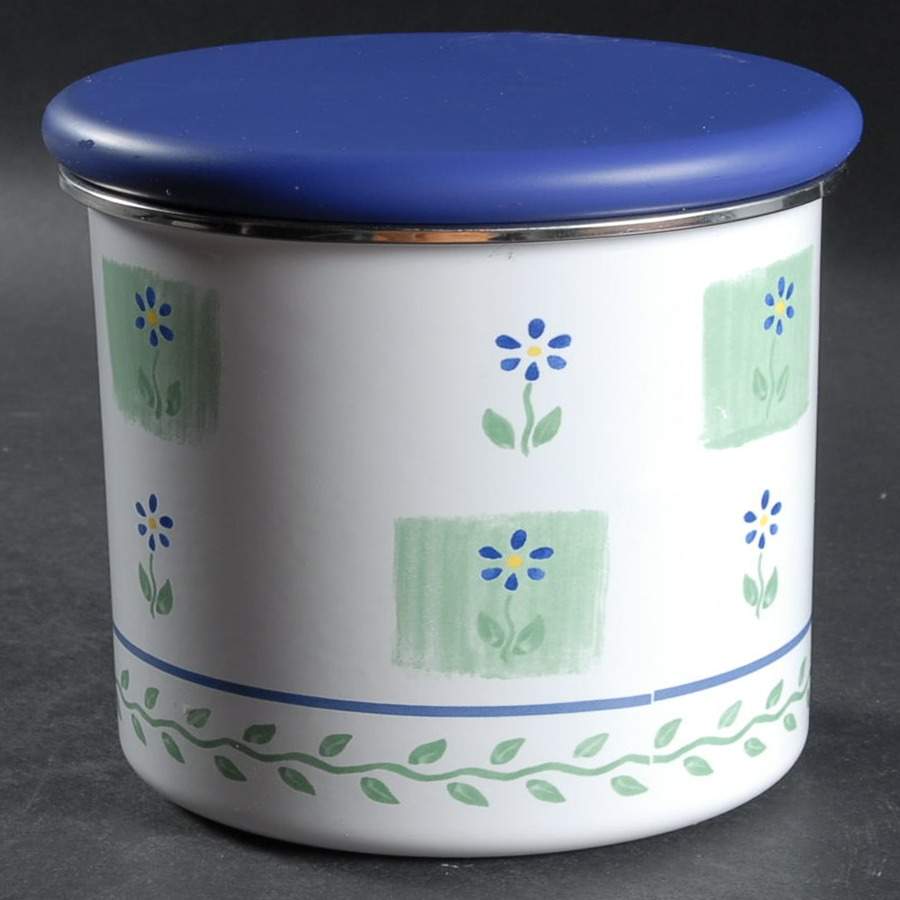 Cloverhill Floral Small Metal Canister & Wood Lid by Pfaltzgraff-1
