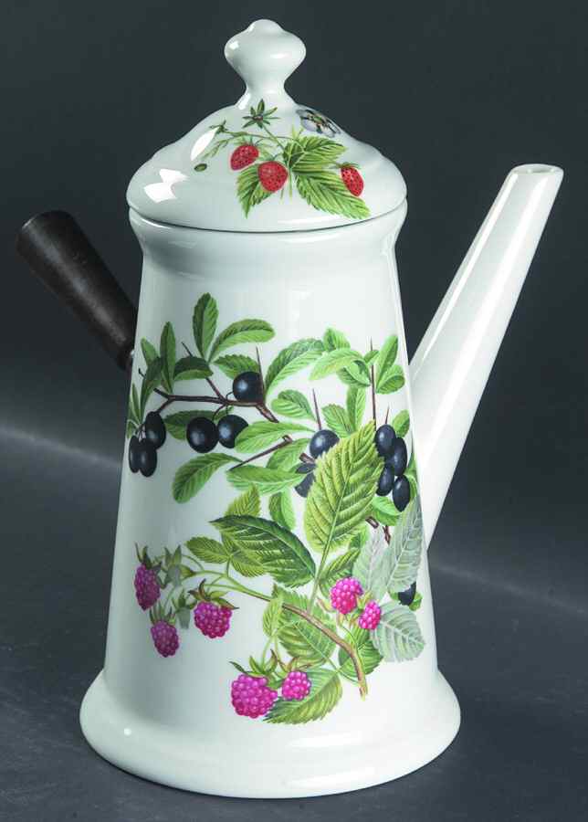 Les Fruits Sauvages Wood Handle Coffee Pot & Lid by Porcelaine De Paris-1