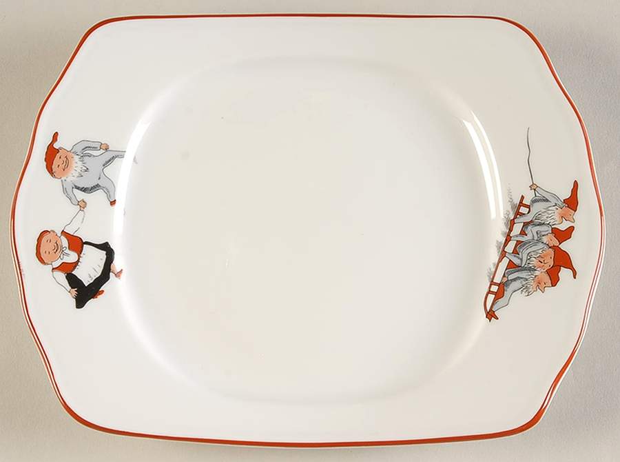 Nisse (Red Trim) Butter Tray by Porsgrund-1