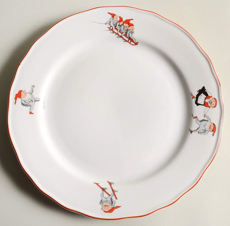 Nisse (Red Trim) Large Dinner Plate by Porsgrund-1