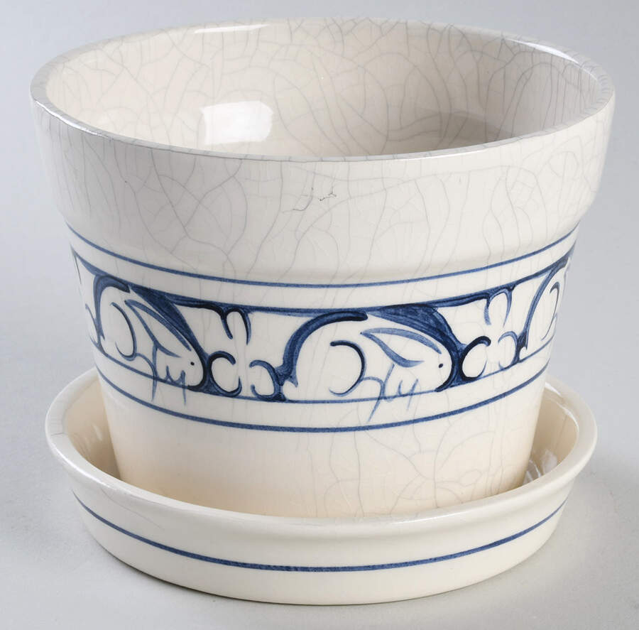 Dedham Rabbit 3" Flower Pot & Underplate by Potting Shed-1