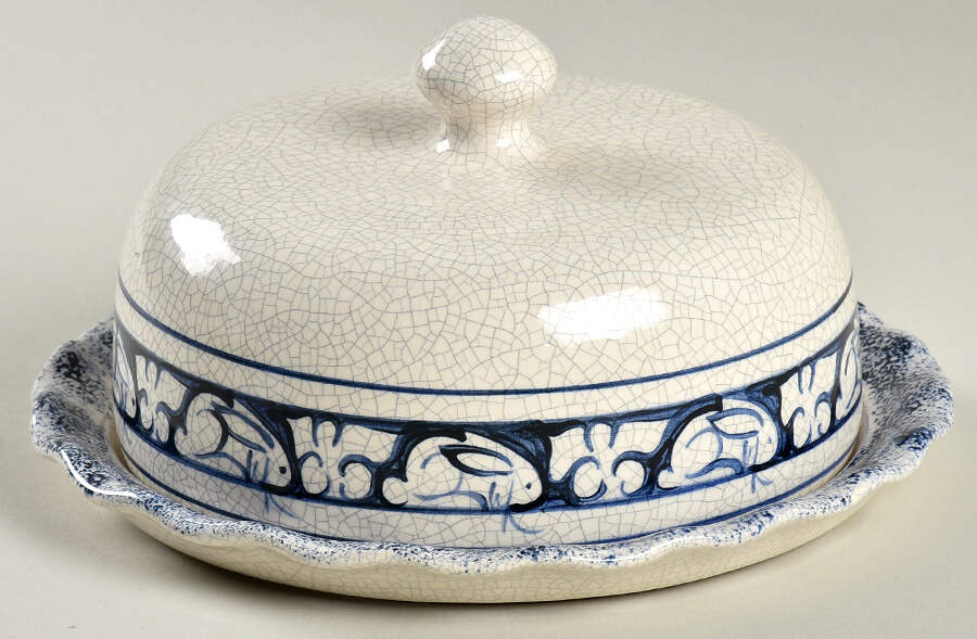 Dedham Rabbit Round Cheese Dish & Lid by Potting Shed-1