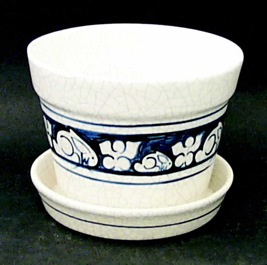 Dedham Rabbit 4" Flower Pot with Underplate by Potting Shed-1