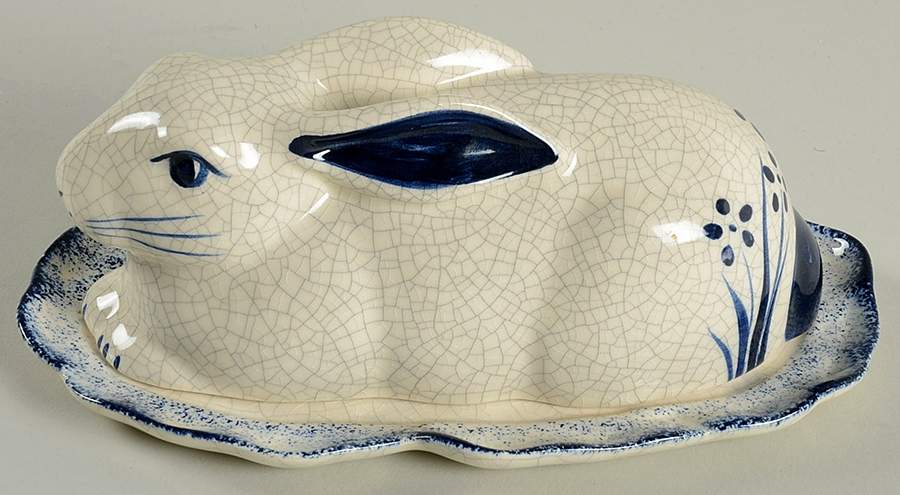 Dedham Rabbit Scultptured Covered Butter Dish by Potting Shed-1
