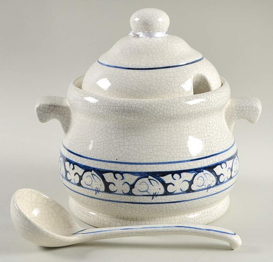 Dedham Rabbit Small Tureen w/Lid & Ladle by Potting Shed-1