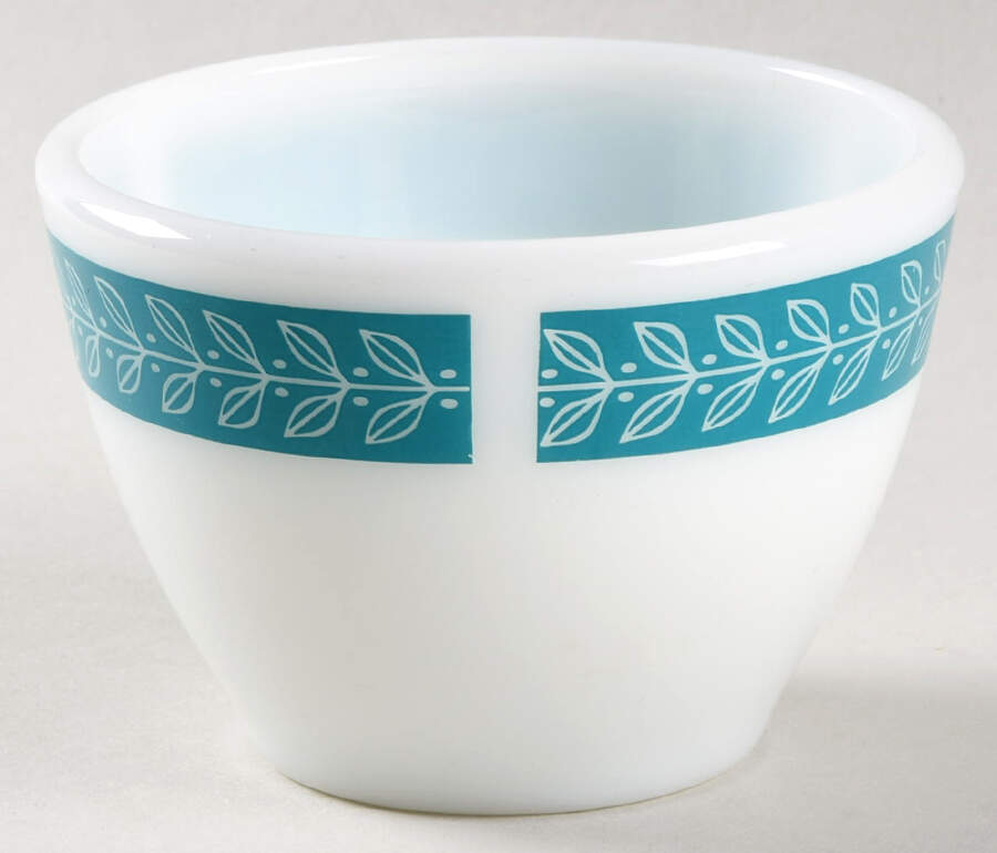 Autumn Bands Turquoise Open Sugar Bowl by Pyrex-1