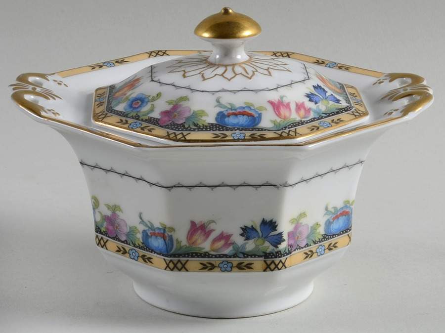 Newport (White) Sugar Bowl & Lid by Princess (Bavaria, Czech)-1