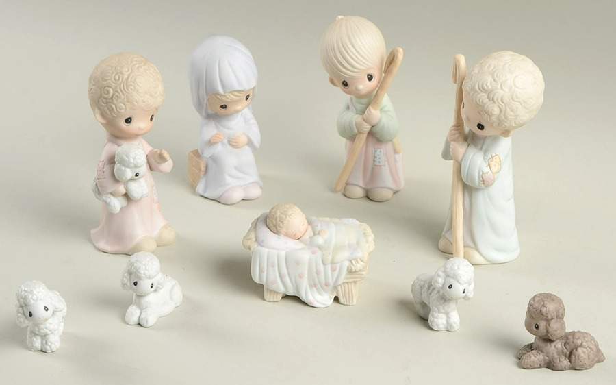 Come Let Us Adore Him-Nativity Hourglass-9 Piece Nativity Set - Hourglass Trademark With Box by Precious Moments-1
