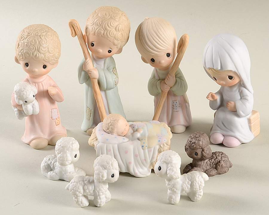 Come Let Us Adore Him-Nativity Triangle-9 Piece Boxed Nativity Set - Triangle Trademark With Box by Precious Moments-1