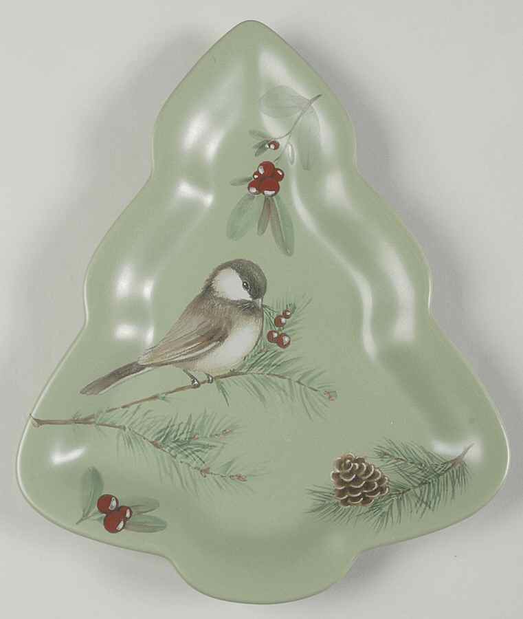 Winterwood Green Large Tree Shaped Dish by Pfaltzgraff-1
