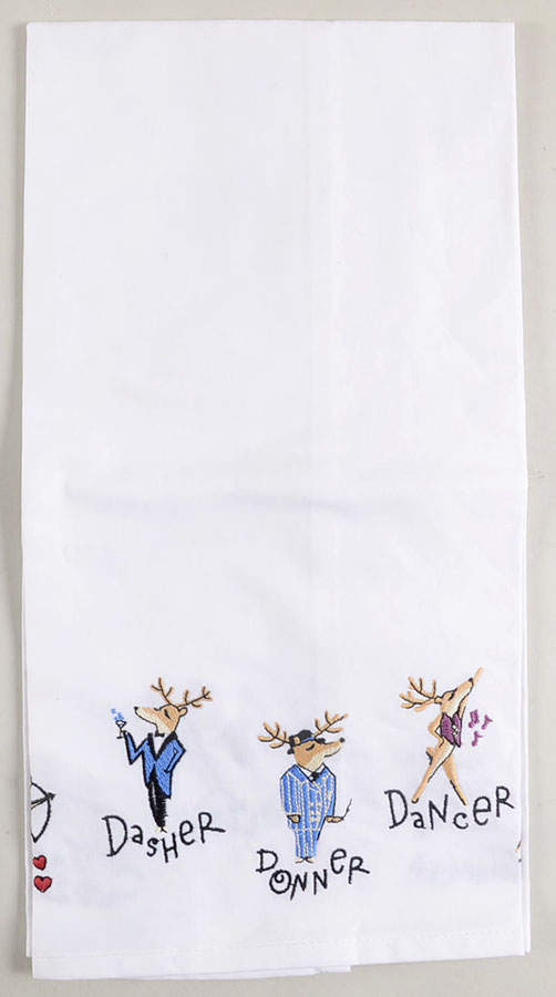 Reindeer Embroidered Cloth Dish Towel by Pottery Barn China-1