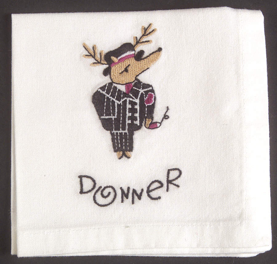 Reindeer Embroidered Cocktail Napkin by Pottery Barn China-1